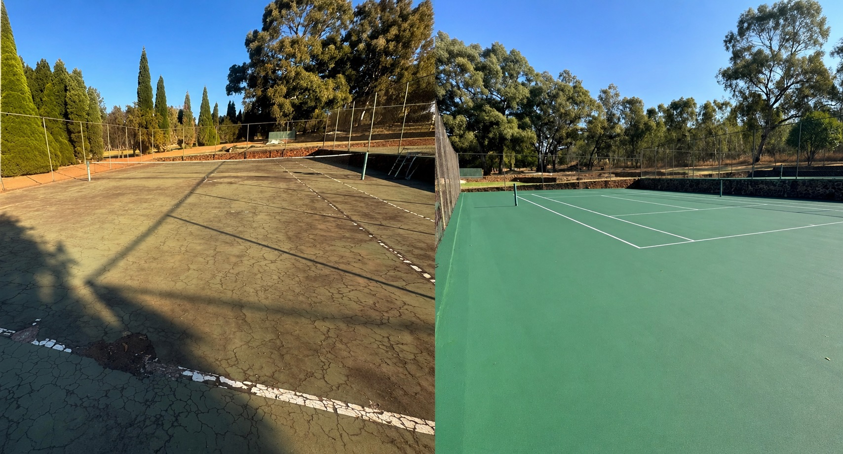 Court resurfacing before and after